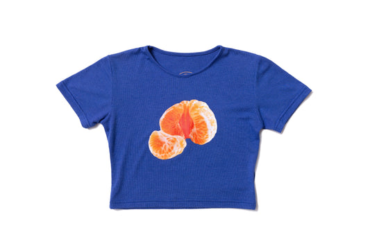 Blue orange crop top